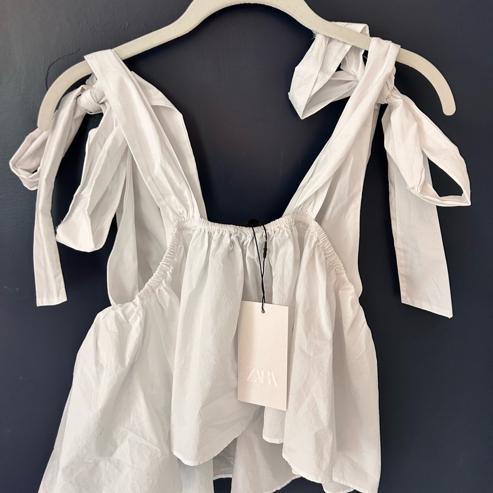 Zara White Ruffled Top - Picture 2 of 3